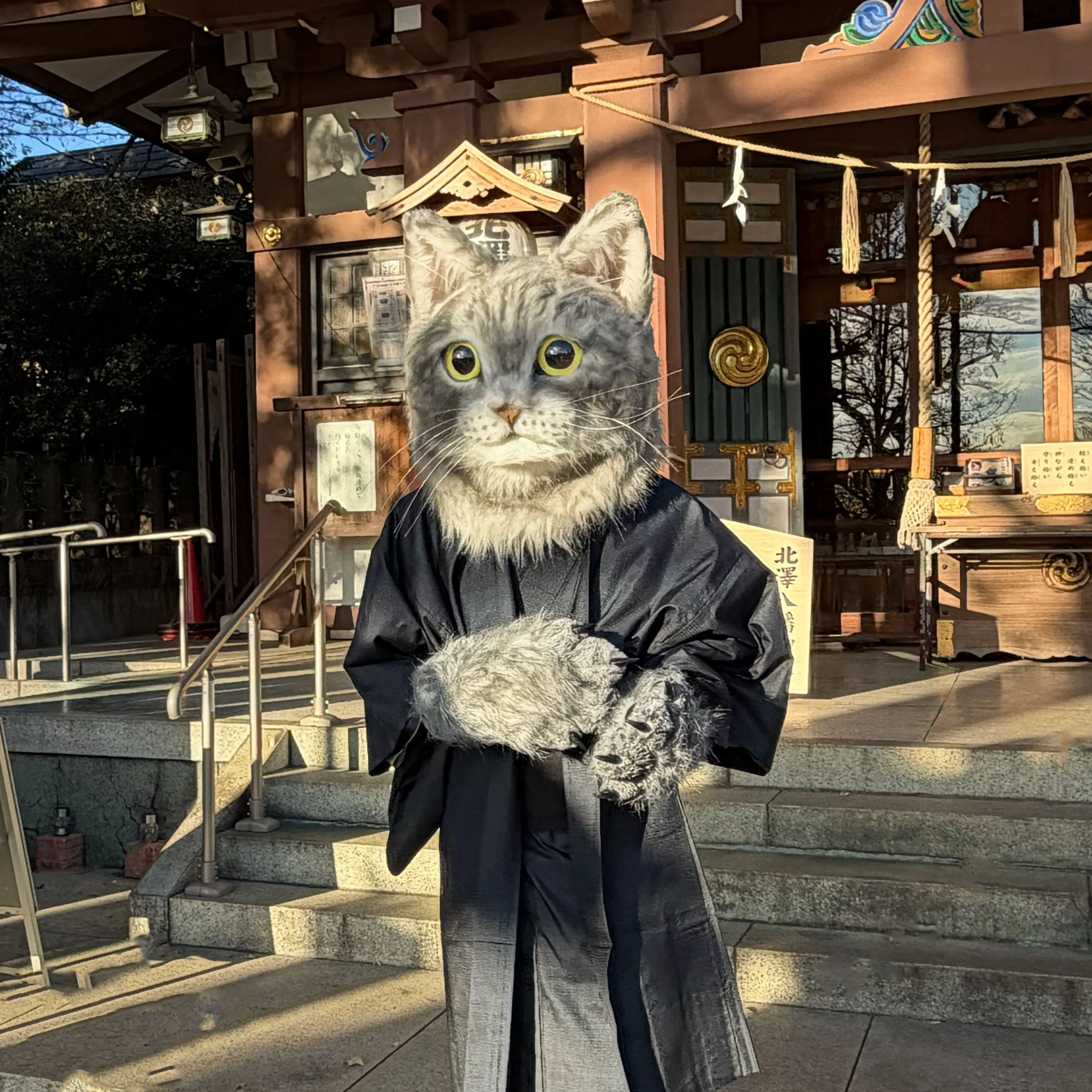 和装のねこ案内役の実写イメージ
